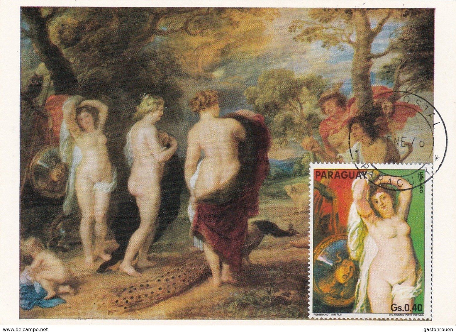 Carte Maximum Peinture Paraguay Rubens 1976 - Erreur Sur Le Timbre Qui Indique Rembrandt - Paraguay