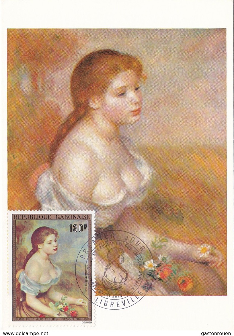 Carte Maximum Peinture Gabon 1974 Renoir - Gabon