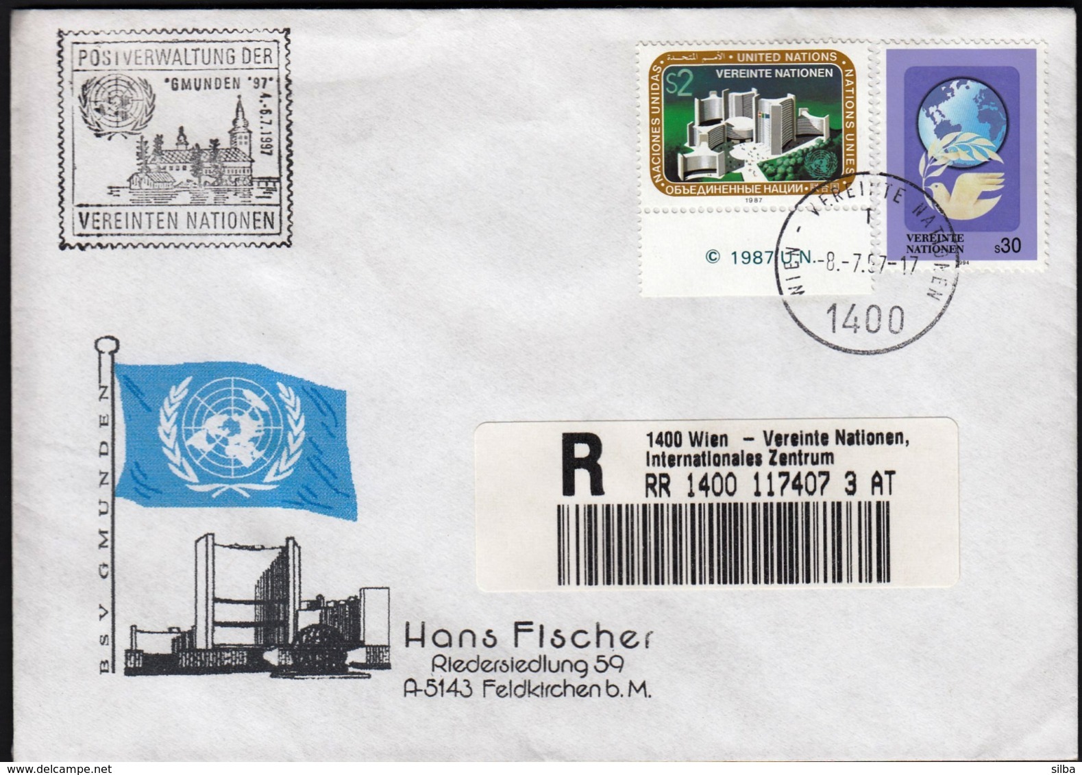 United Nations Wien Vienna 1997 / GMUNDEN / Philatelic Exhibition / Scachet Cancel / R Letter - Esposizioni Filateliche