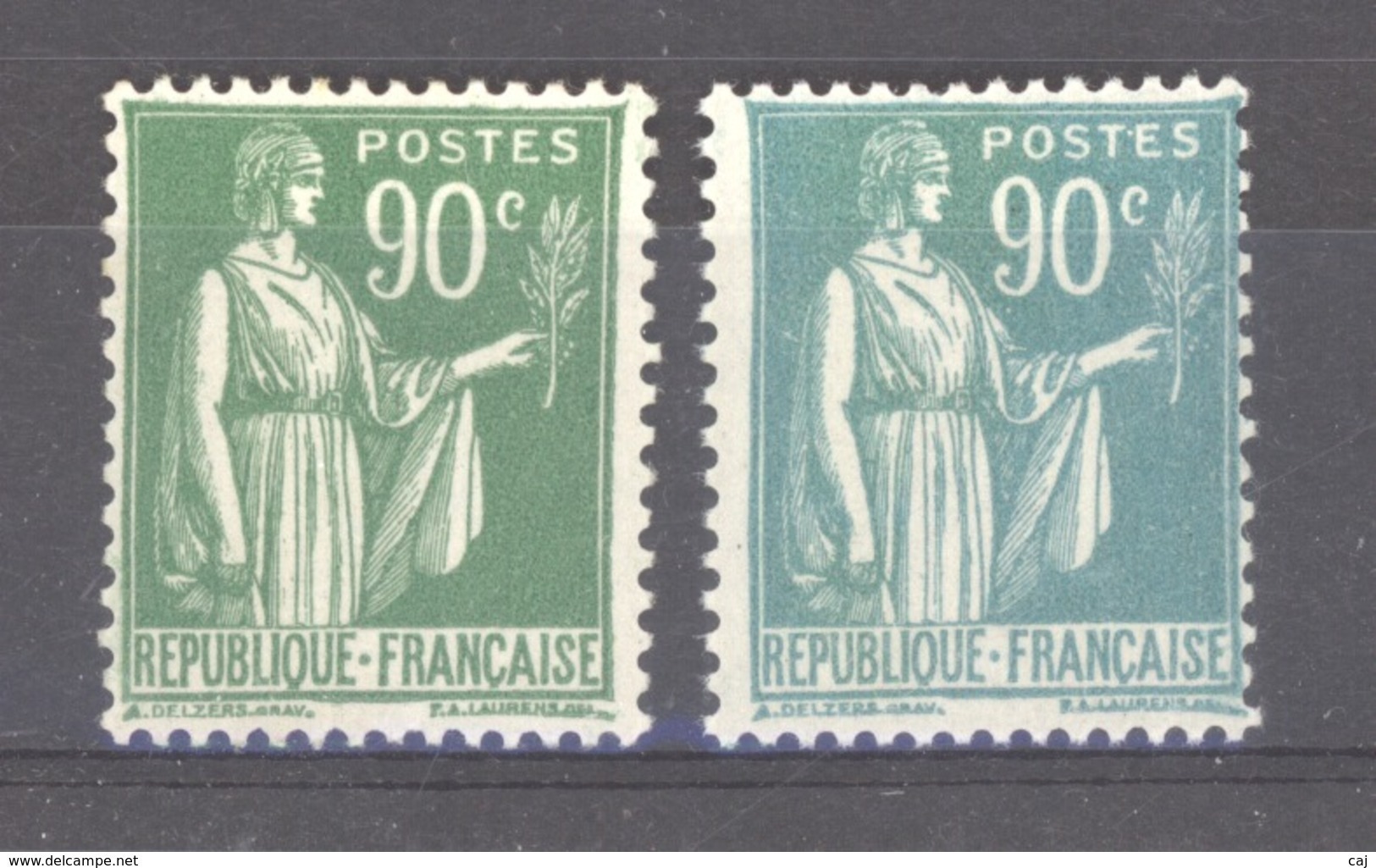 France  :  Yv  367a  **    Vert émeraude - 1932-39 Vrede