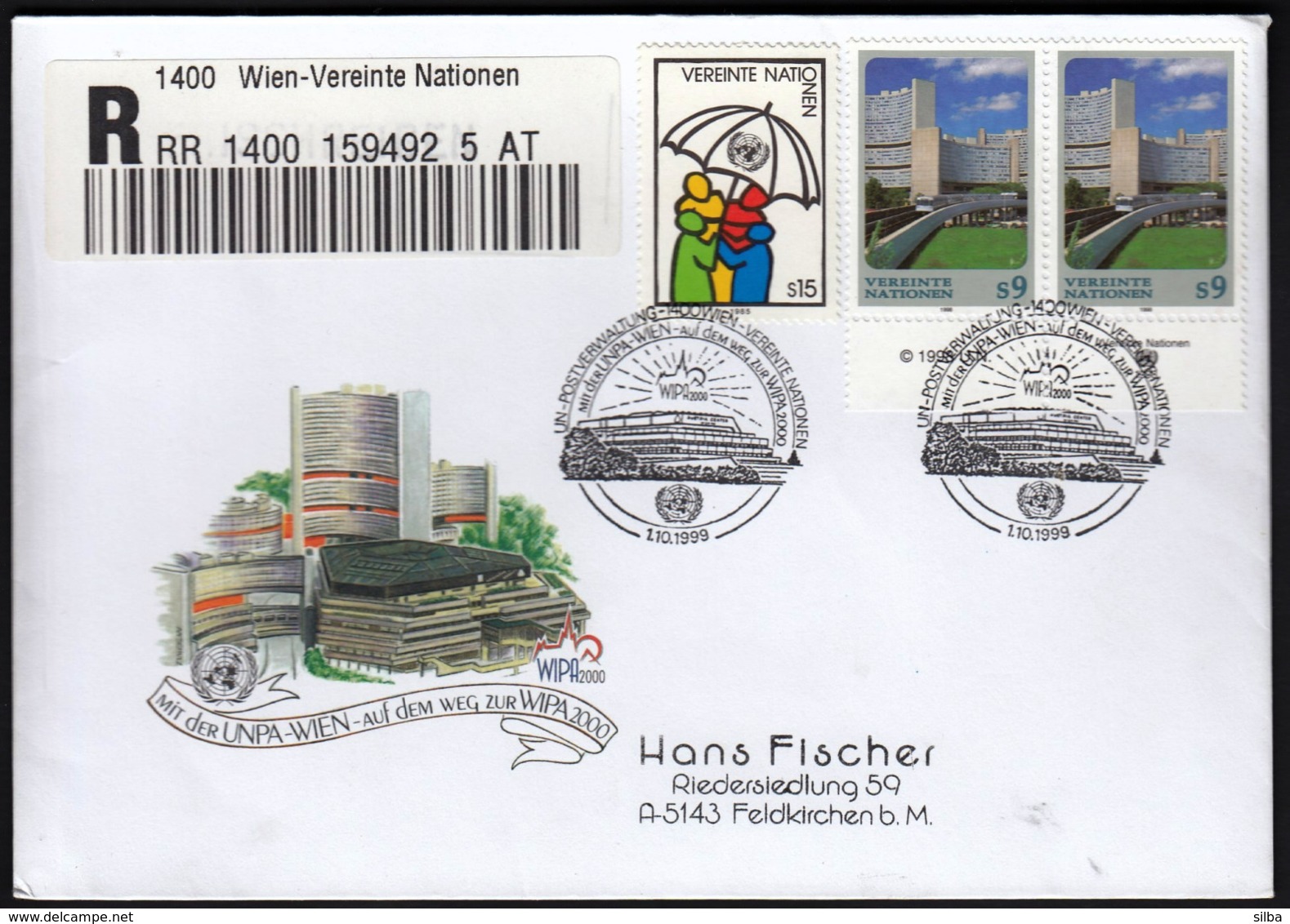 United Nations Wien Vienna 1999 / WIPA 2000 / Philatelic Exhibition / R Letter - Briefmarkenausstellungen