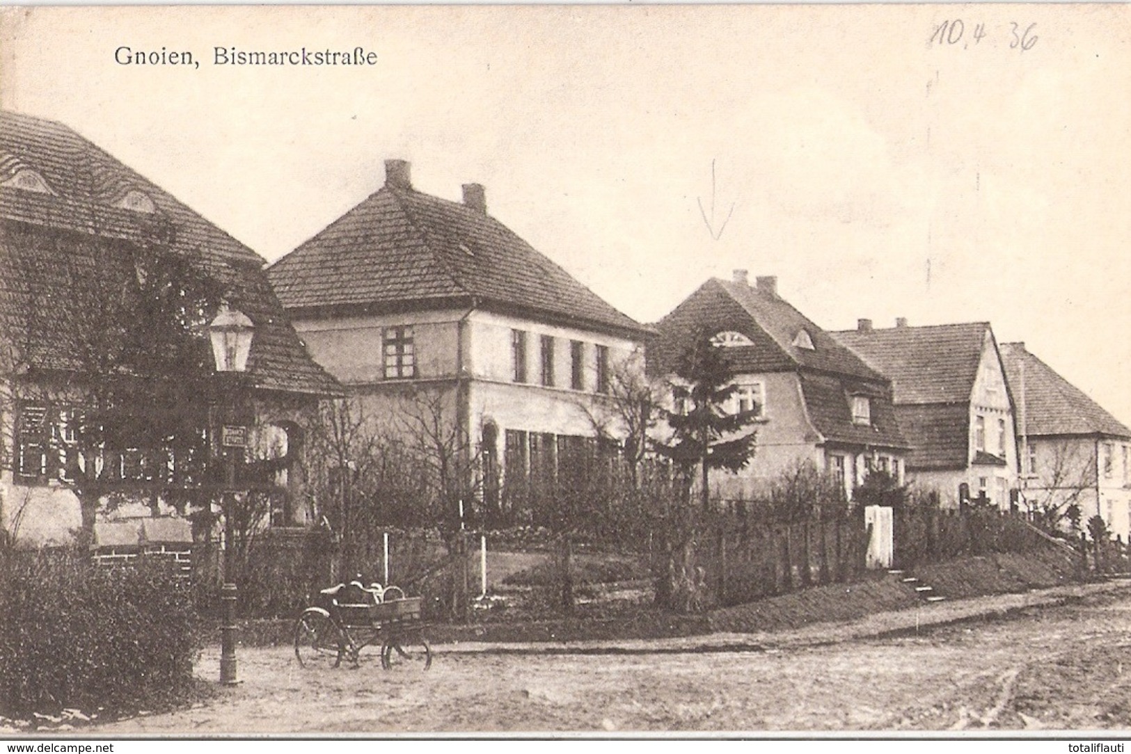 GNOIEN Mecklenburg Bismarckstraße Fahrrad Mit Gepäckkorb Überflur Hydrant Ungelaufen Datiert 10.4.1936 - Teterow