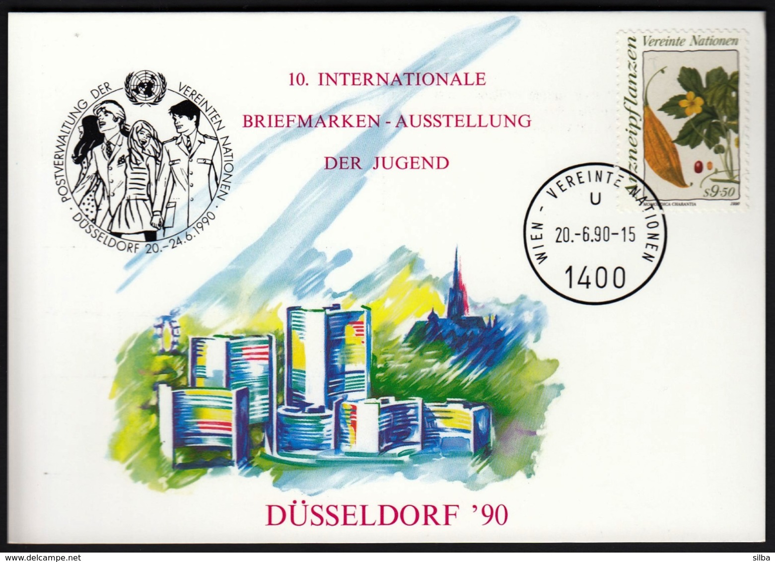 United Nations Wien Vienna 1990 / DUSSELDORF Youth Philatelic Exhibition / Cachet Cancel - Philatelic Exhibitions