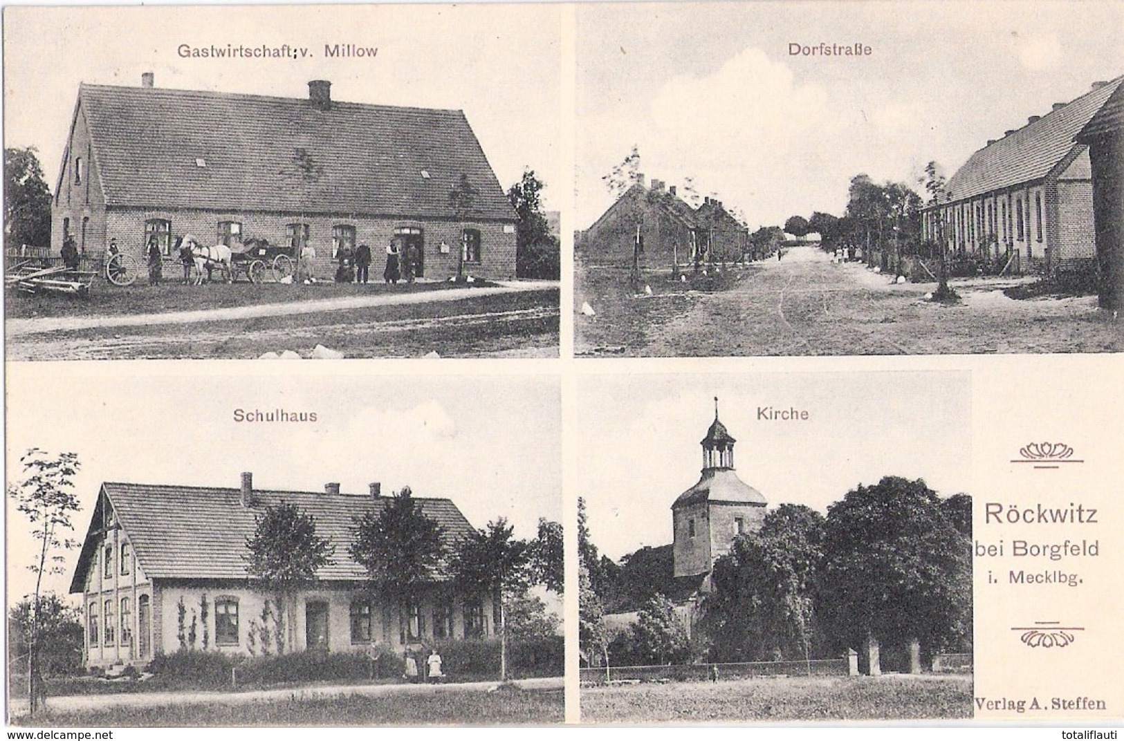 RÖCKWITZ B Borgfeld Gem Kriesow Nahe Altentreptow Gasthof Milow Schule Gelaufen 5.3.1910 - Neubrandenburg