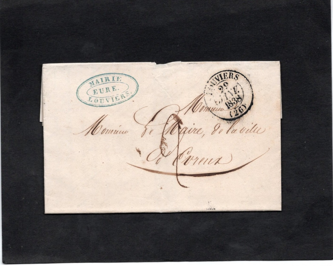 1838 - Cachet  LOUVIERS (Eure)  - Correspondance MAIRIE De LOUVIERS - 1801-1848: Précurseurs XIX