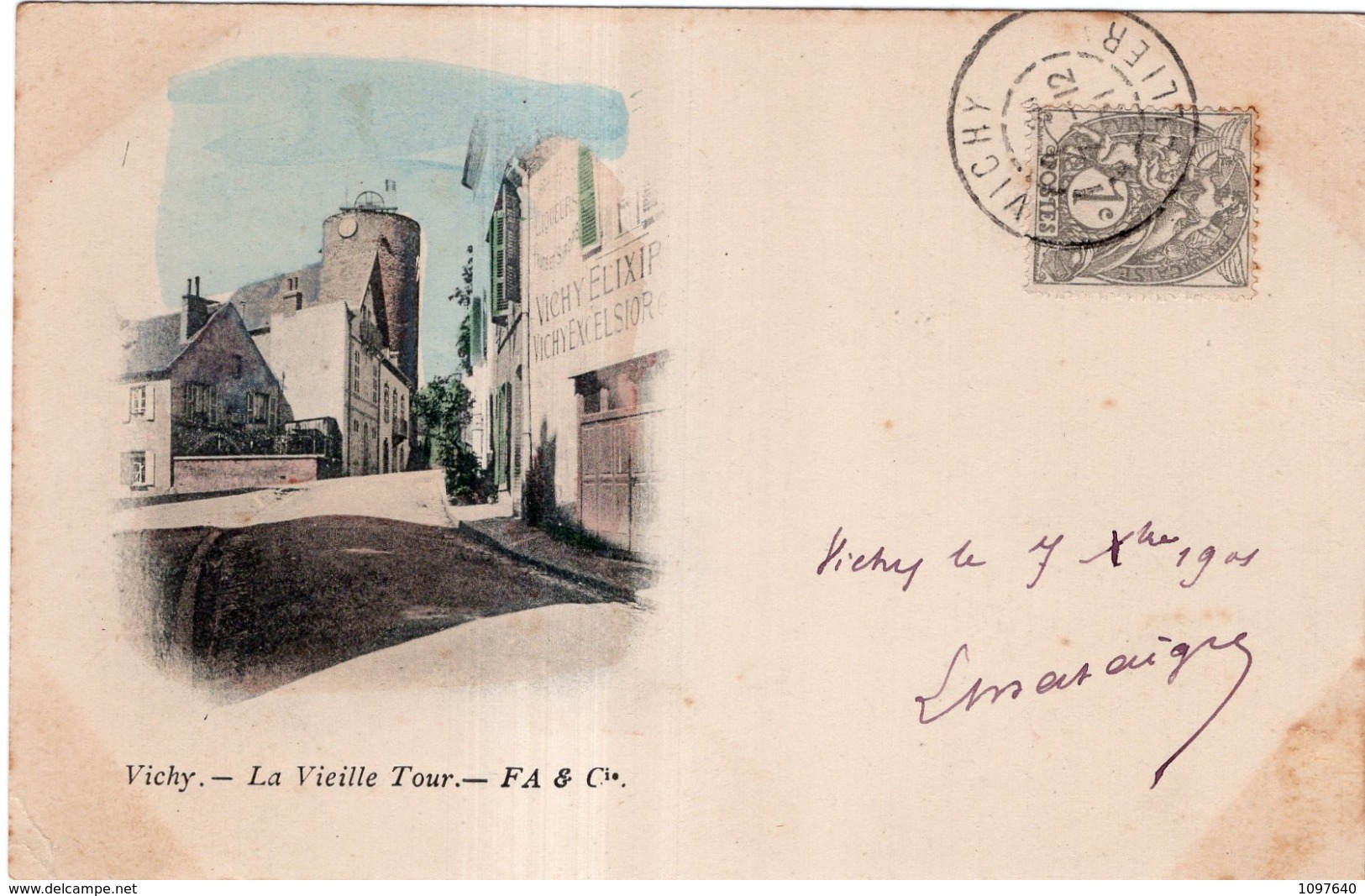 VICHY LA VIEILLE TOUR CACHET PHARMACIE PEYRAMAURE L.CHATAIGNER  CIVRAY (VIENNE) 1901 PRECURSEUR - Vichy