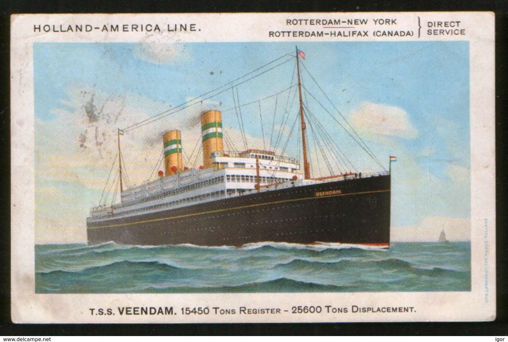 USRR 1932 Postcard TSS Veendam, Moscow - Kharkov, Stamp Airship - Covers & Documents