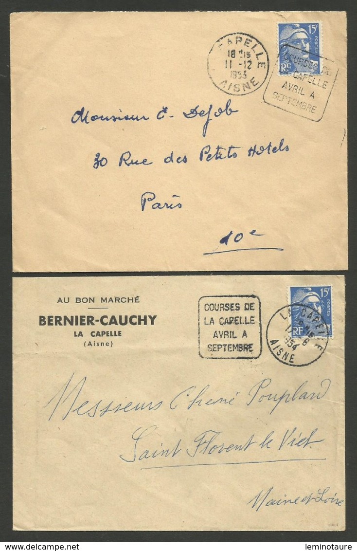 AISNE / Lot 2 Daguin " COURSES DE LA CAPELLE....." Flamme à Gauche & à Droite - 1921-1960: Période Moderne