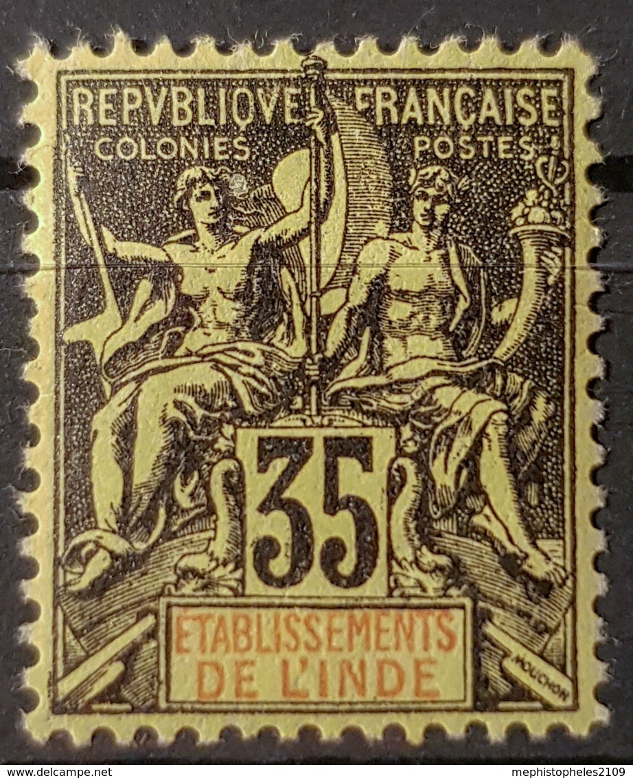 ÉTABLISSEMENTS FRANCAIS DANS L'INDE 1900 - MLH - YT 17 - 35c - Used Stamps