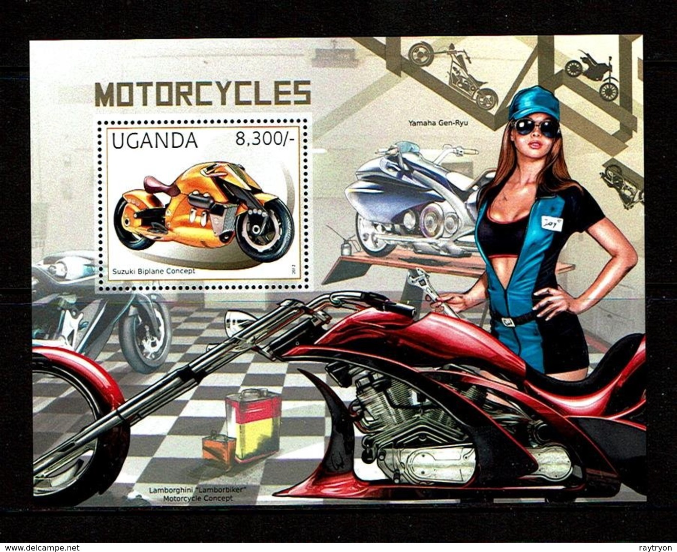 Uganda 2012 Sc # Bf  MNH **  Motorcycles - Motorbikes