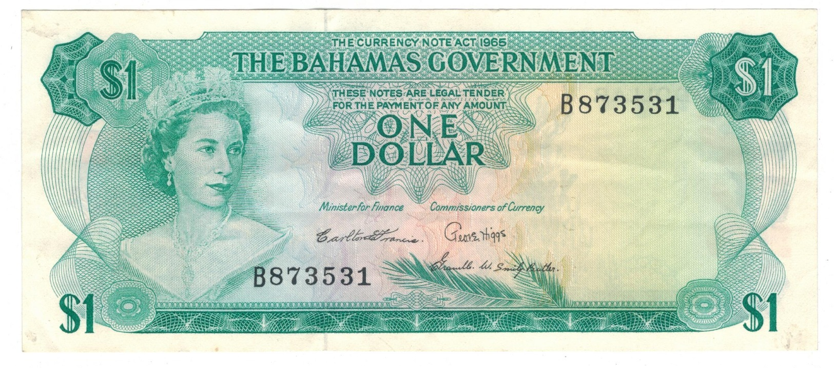 Bahamas 1 Dollar , L.1965. XF+. - Bahamas