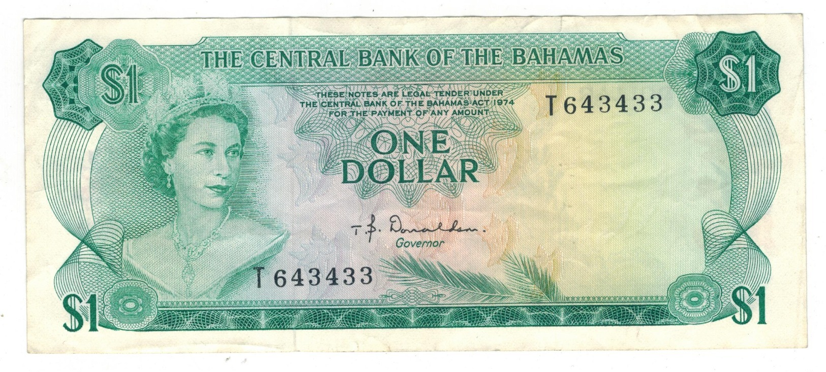 Bahamas 1 Dollar , L.1974. (Donaldson) VF/XF. - Bahama's