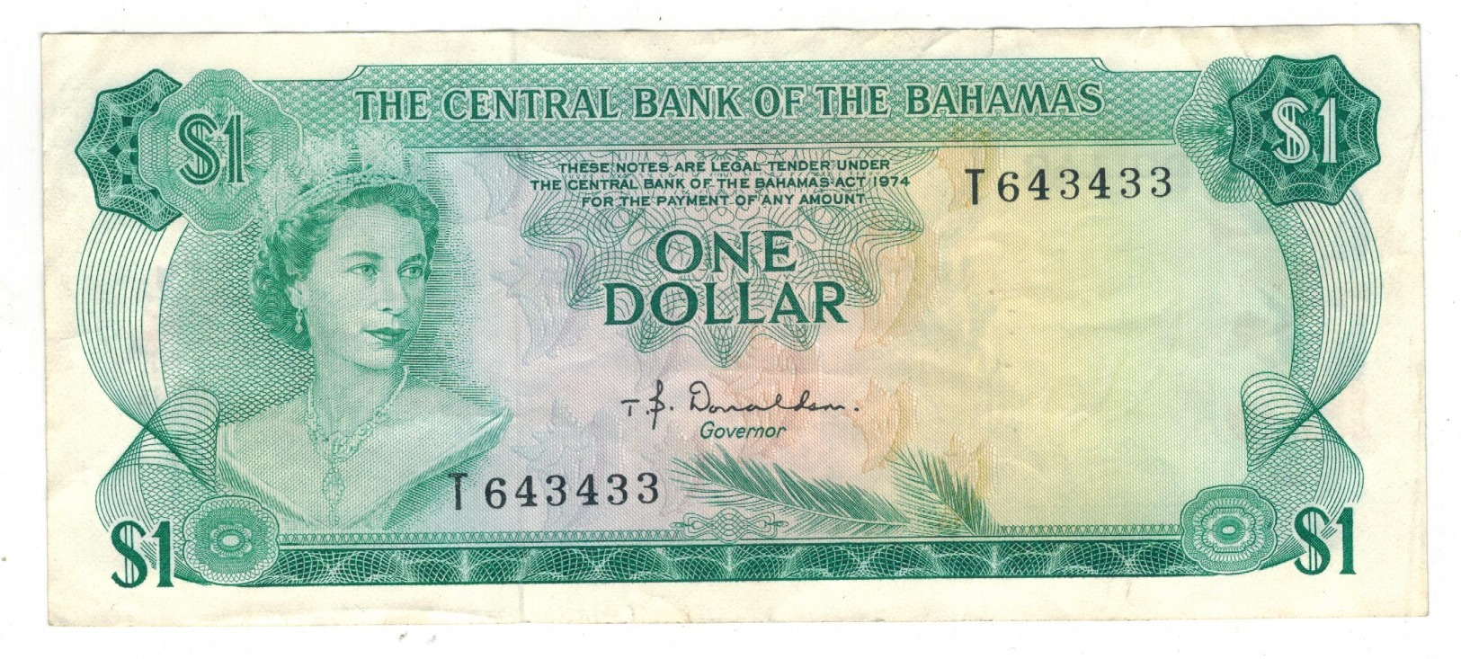 Bahamas 1 Dollar , L.1974. (Donaldson) VF/XF. - Bahamas