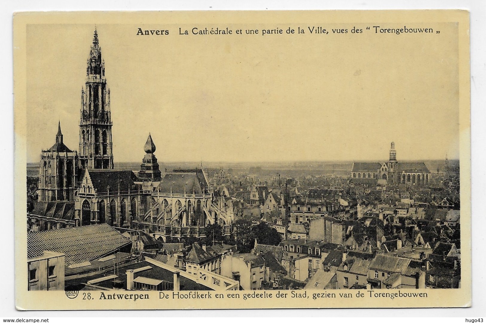 (RECTO / VERSO) ANVERS EN 1936 - LA CATHEDRALE - BELLE FLAMME POSTE AERIENNE - FORMAT CPA VOYAGEE - Antwerpen