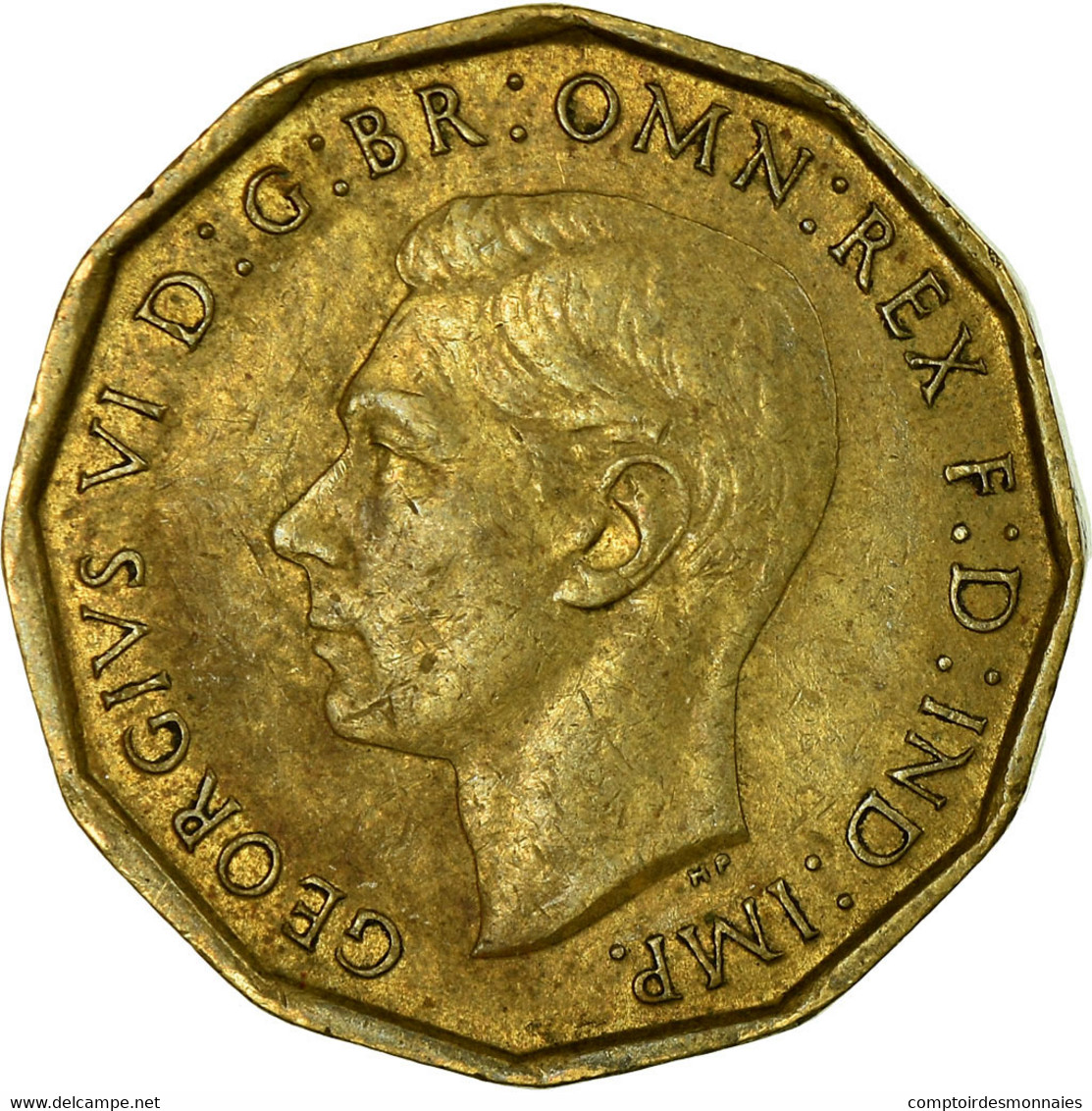 Monnaie, Grande-Bretagne, George VI, 3 Pence, 1944, TB, Nickel-brass, KM:849 - F. 3 Pence