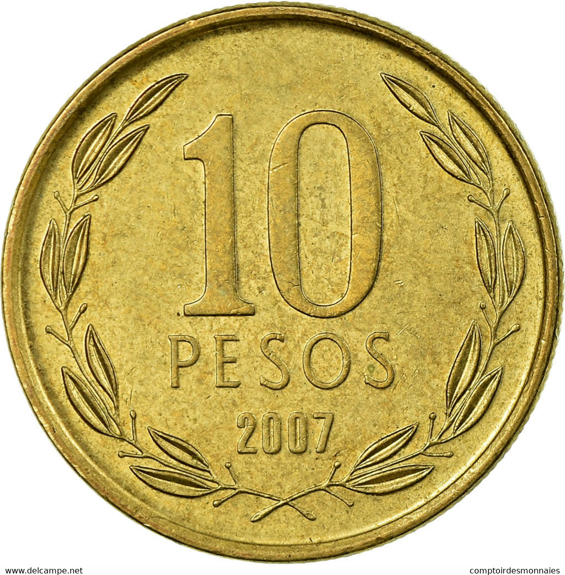 Monnaie, Chile, 10 Pesos, 2007, Santiago, TTB, Aluminum-Bronze, KM:228.2 - Chili