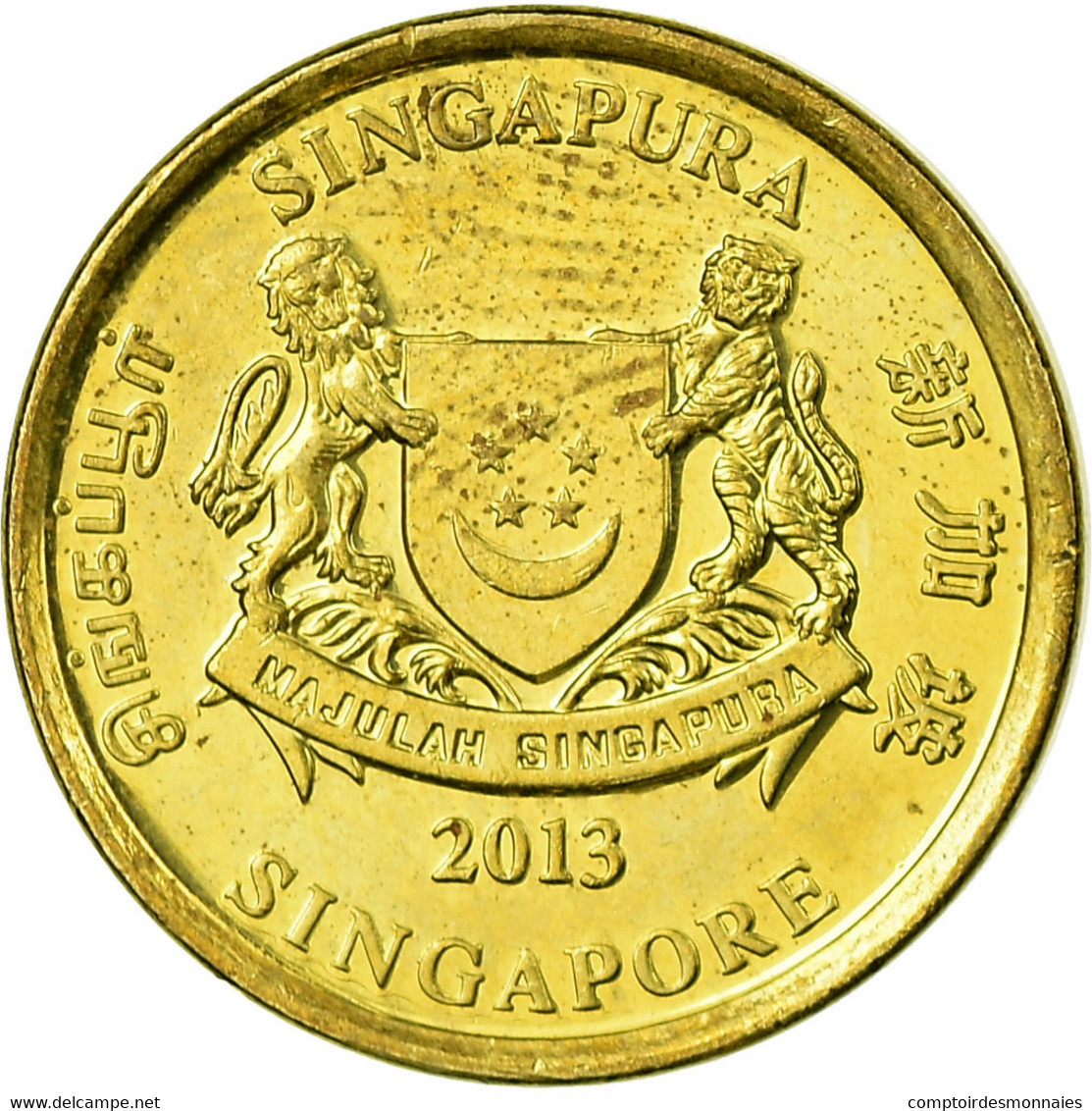 Monnaie, Singapour, 5 Cents, 2013, TTB, Aluminum-Bronze - Singapore
