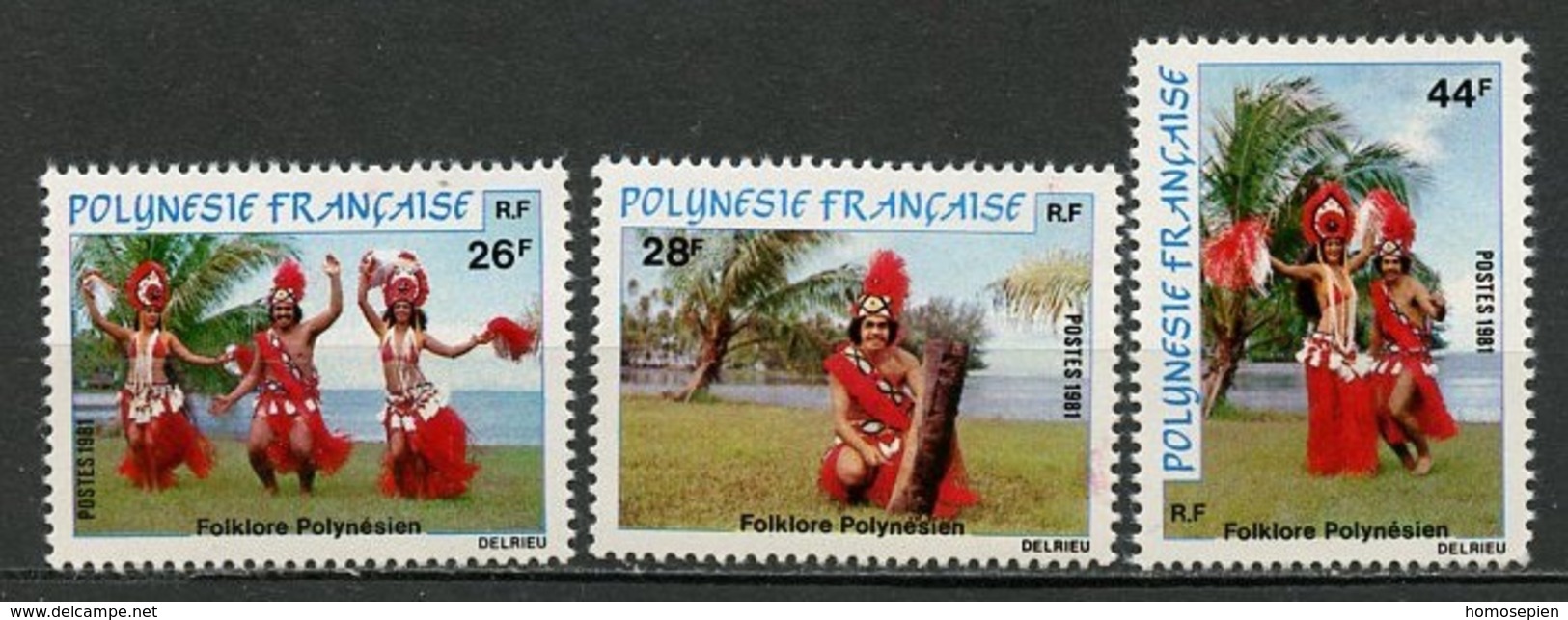 Polynésie Française - Polynesien - Polynesia 1981 Y&T N°165 à 167 - Michel N°330 à 332 *** - Folklore Polynésien - Neufs