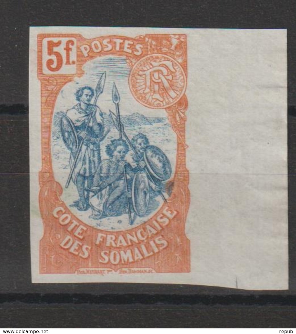 Cote Des Somalis 1902 Timbre 52a Non Dentelé Neuf Sans Gomme Signé Brun - Used Stamps