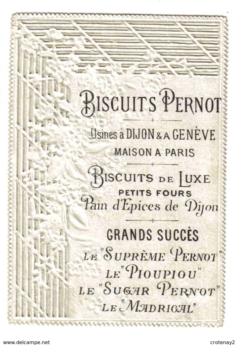 Chromo Dentelle Des Biscuits PERNOT à Dijon Les Myosotis ? VOIR DOS - Pernot