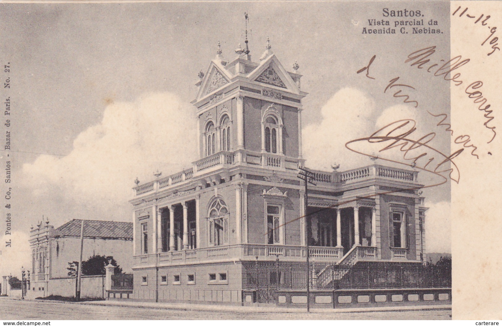 Amérique,BRAZIL,Brésil,Brasil,SAO PAULO,SANTOS,VILLE PORTUAIRE,CARTE ANCIENNE,RARE,1905,TIMBRE - São Paulo