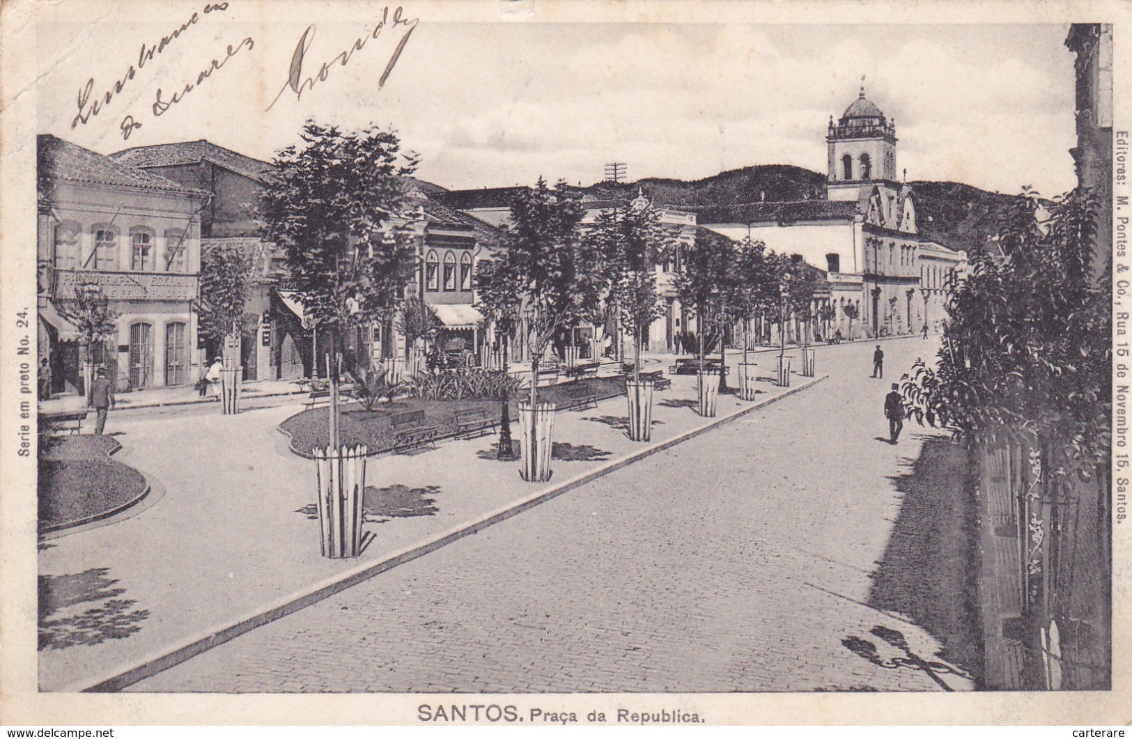 Amérique,BRAZIL,Brésil,Brasil,SAO PAULO,SANTOS,VILLE PORTUAIRE,CARTE ANCIENNE,RARE,1909,TIMBRE - São Paulo