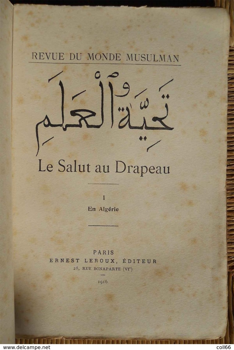 WW1 Book Le Salut Au Drapeau 1916 Témoignage De Loyalisme Des Musulmans Français Algérie Collection Revue Monde Musulman - Documents