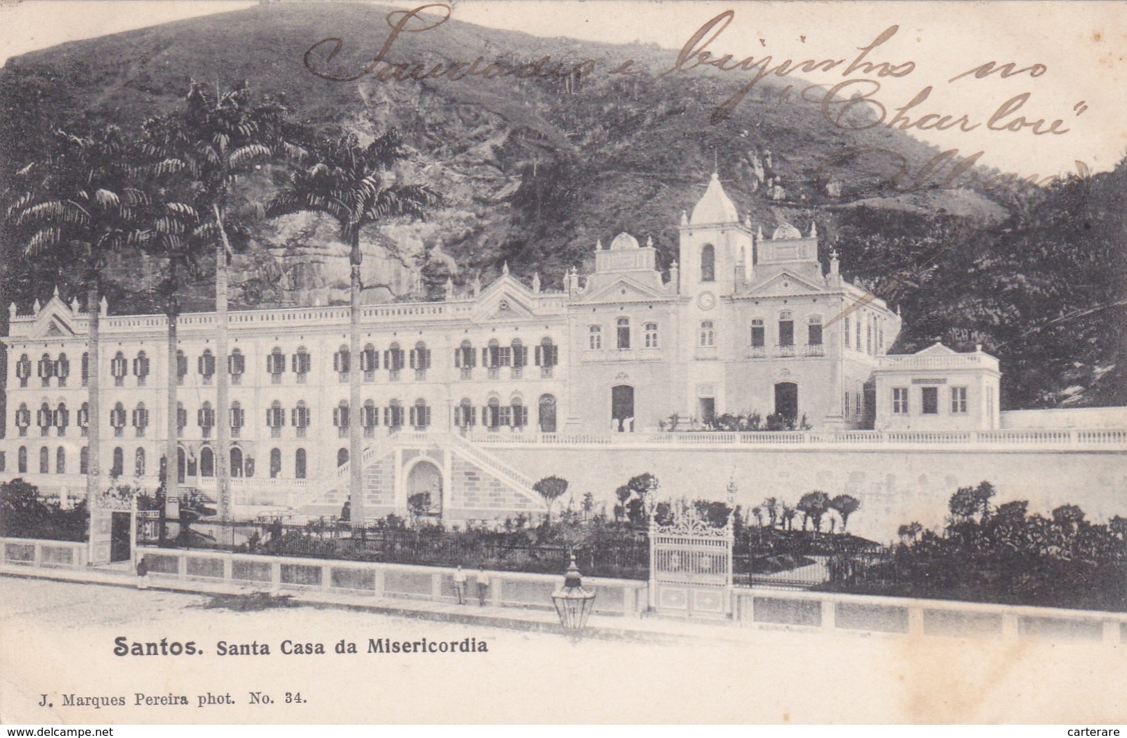 Amérique,BRAZIL,Brésil,Brasil,SAO PAULO,SANTOS,VILLE PORTUAIRE,CARTE ANCIENNE,RARE,1908,TIMBRE - São Paulo