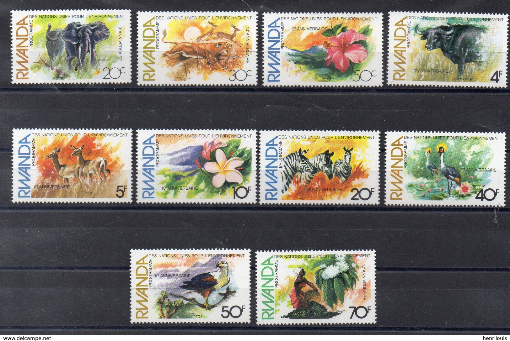 RWANDA   Timbres NeufS ** De  1982   ( Ref 1105 A  ) Animaux - Fleurs - Nuovi