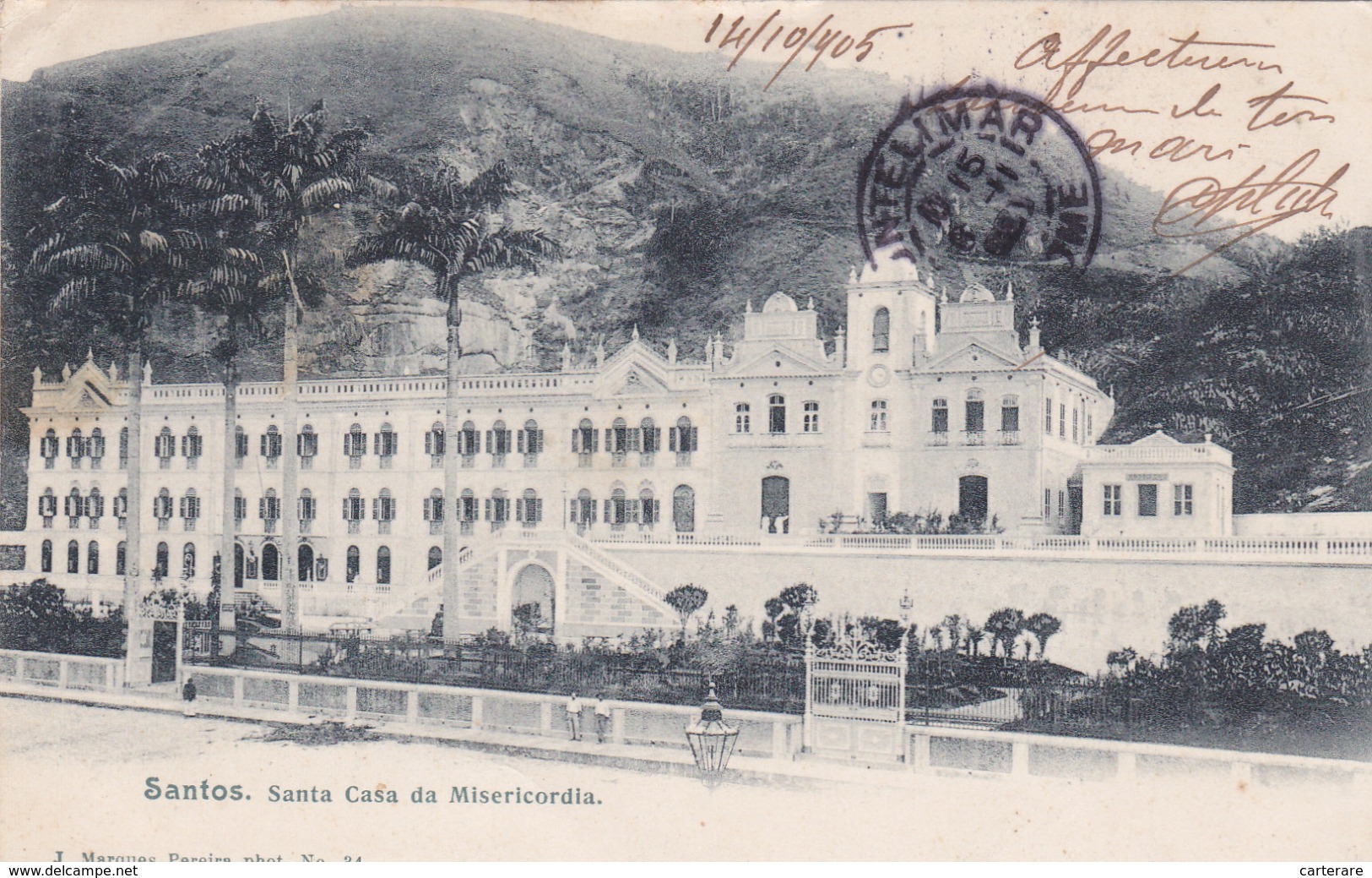 Amérique,BRAZIL,Brésil,Brasil,SAO PAULO,SANTOS,VILLE PORTUAIRE,CARTE ANCIENNE,RARE,1905,TAMPON - São Paulo