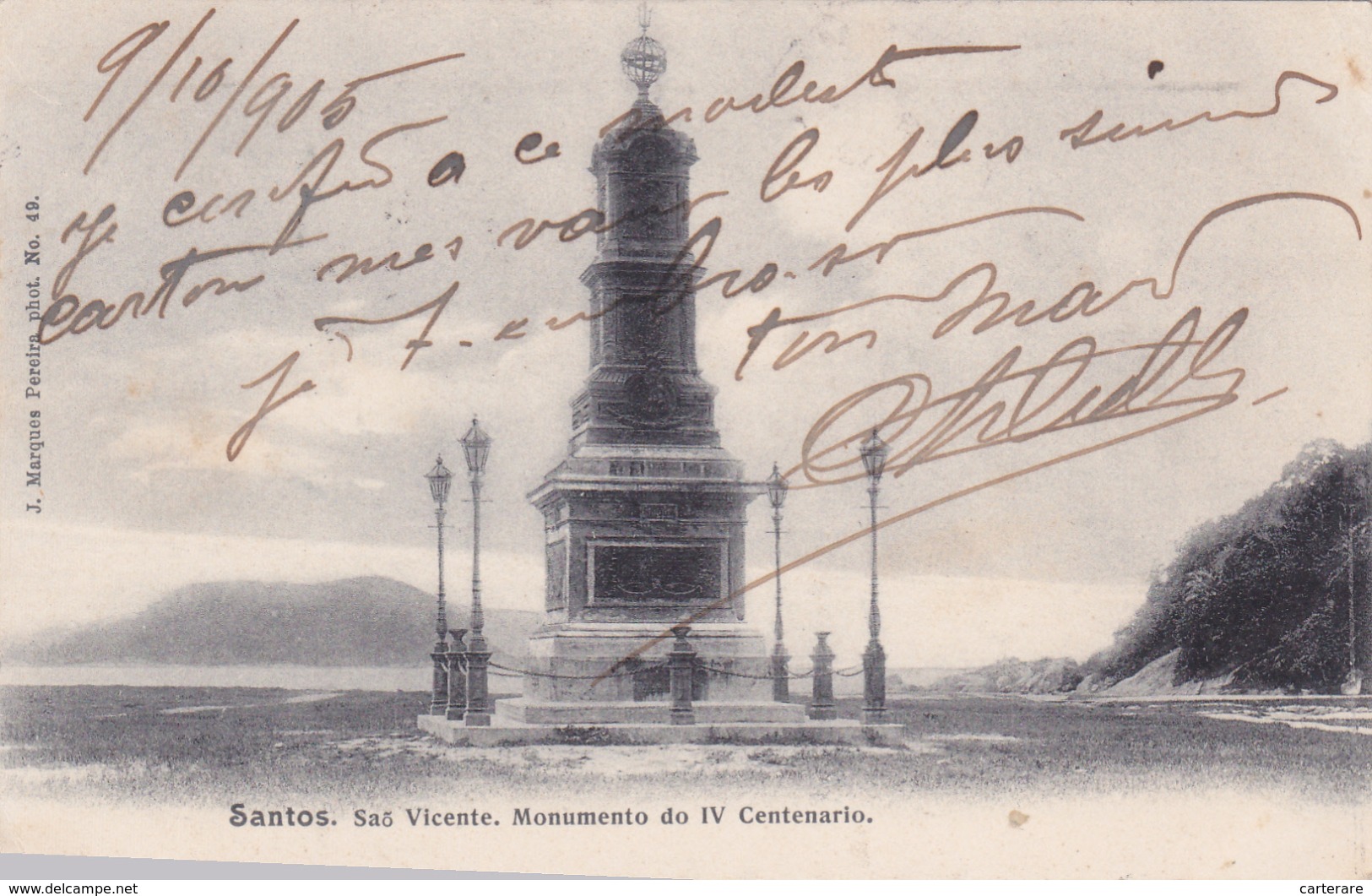 Amérique,BRAZIL,Brésil,Brasil,SAO PAULO,SANTOS,VILLE PORTUAIRE,CARTE ANCIENNE,RARE,1905 - São Paulo