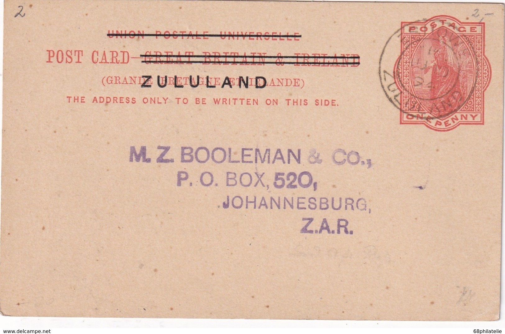 ZULULAND 1894   ENTIER POSTAL/GANZSACHE/POSTAL STATIONERY CARTE DE ESCHOWE - Zululand (1888-1902)