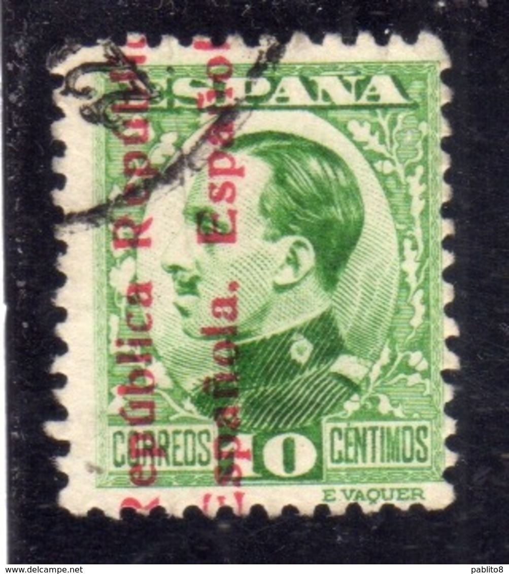 SPAIN ESPAÑA SPAGNA 1931 KING ALFONSO XIII (1930) REPUBLICA ESPANOLA OVERPRINTED CENT. 10c USED USATO OBLITERE' - Oblitérés