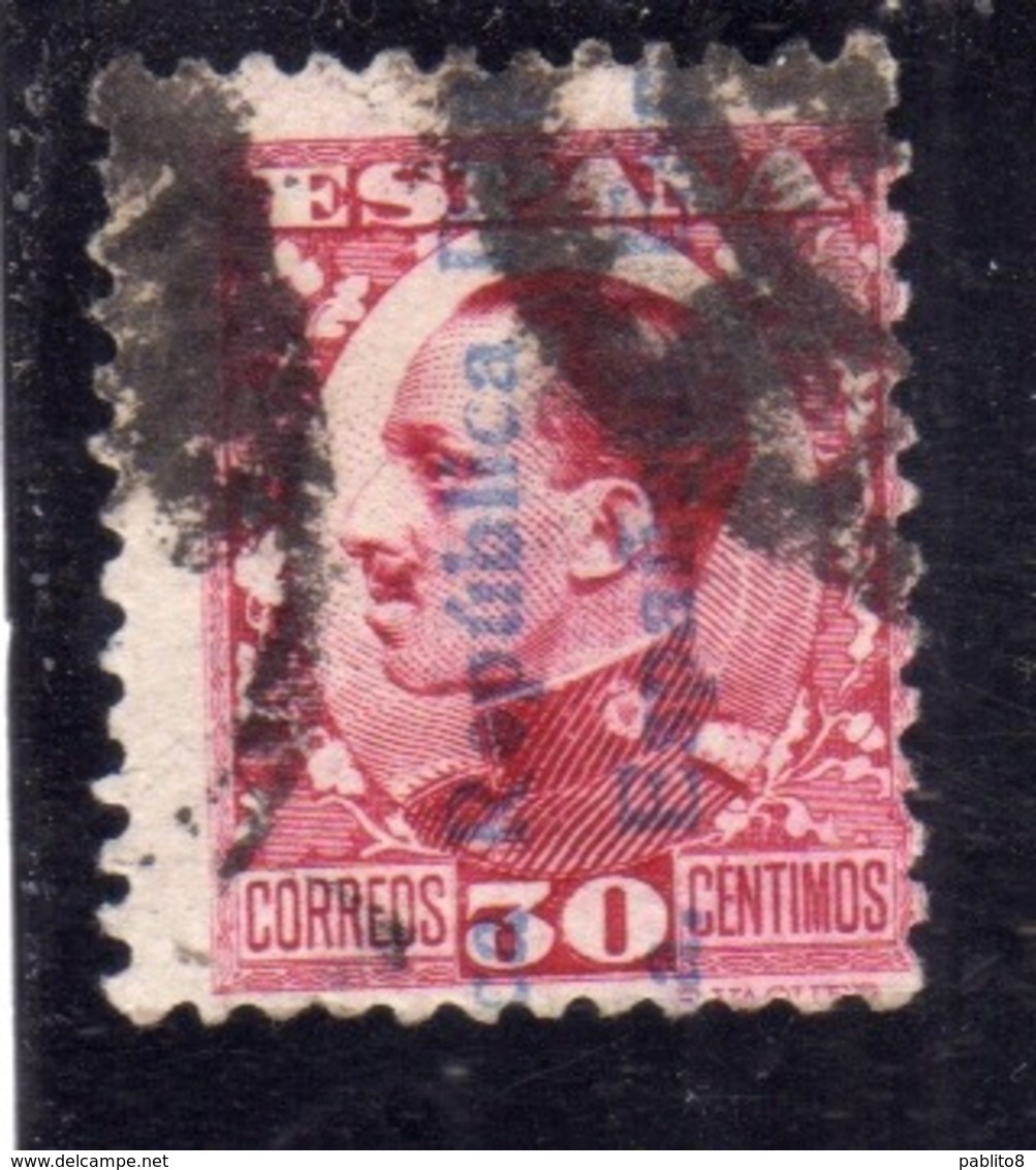 SPAIN ESPAÑA SPAGNA 1931 KING ALFONSO XIII (1930) REPUBLICA ESPANOLA OVERPRINTED CENT. 30c USED USATO OBLITERE' - Usati