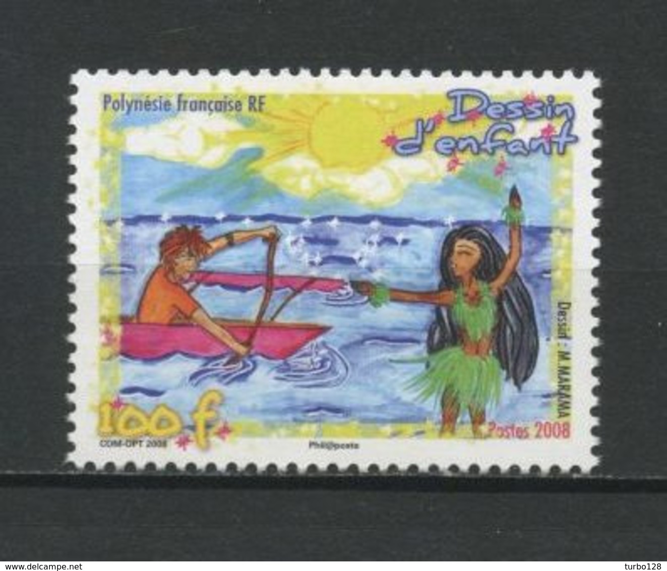 POLYNESIE 2008 N° 861 ** Neuf MNH  Superbe Dessin D'enfant Children Drawing Sports Bateaux Danseuse Manuhiti Marara - Neufs