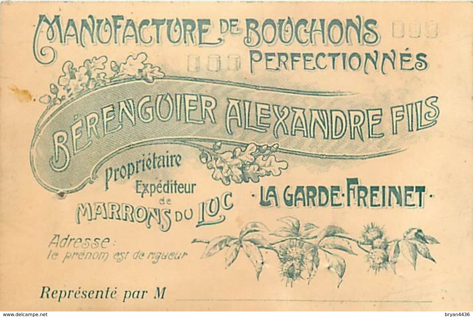 83 - LA GARDE-FREINET - MANUFACTUYRE DE BOUCHONS "BERRIGUIER ALEXANDRE FILS" - CARTE COMMERCIALE ANCIENNE (8 X 12 Cm). - La Garde Freinet