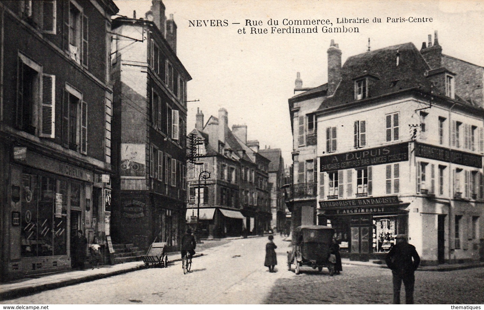 Thematiques 58 Nievre Nevers Rue Du Commerce Librairie Du Paris Centre Et Rue Ferdinand Gambon - Nevers