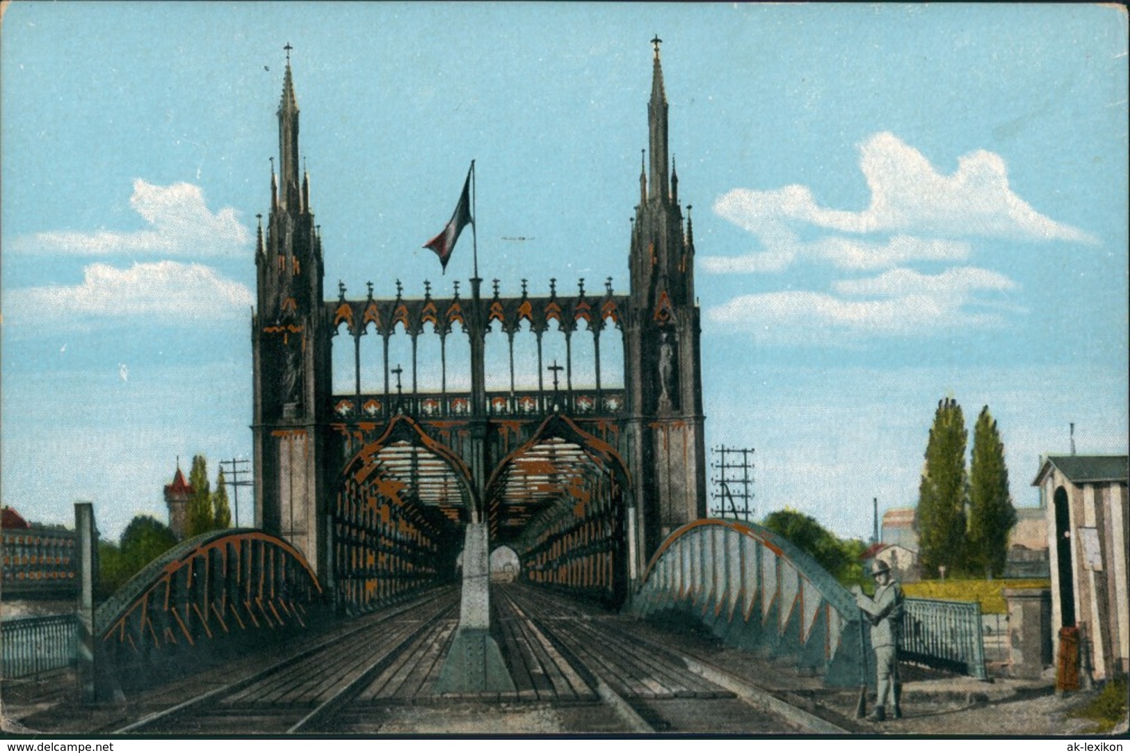 Kehl (Rhein) Rhein Eisenbahnbrücke Pont Du Rhin Chemin De Fer 1910 Goldrand - Kehl