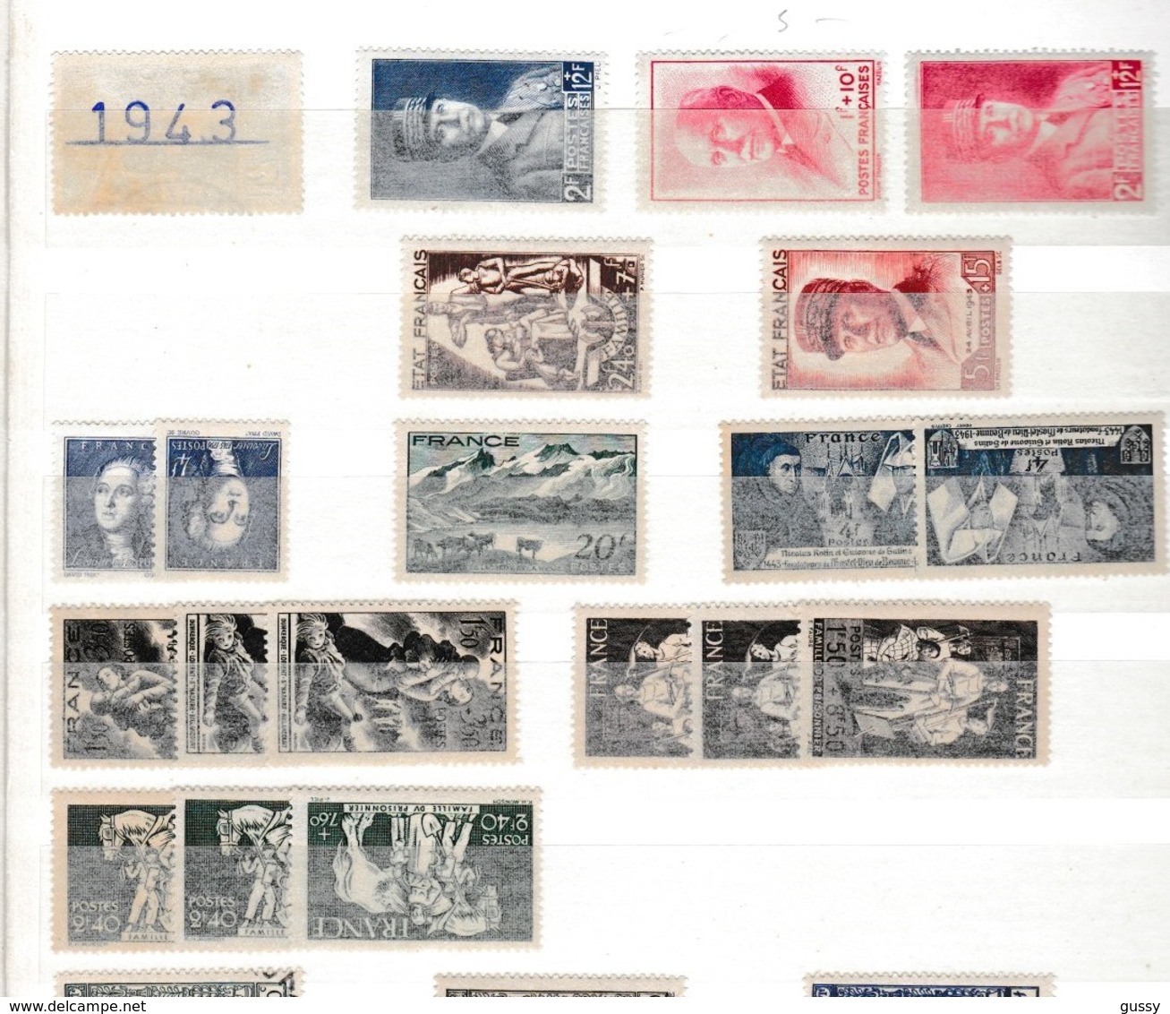 FRANCE 1941-1944:  Restes de Collection, lot de timbres neufs, petits prix