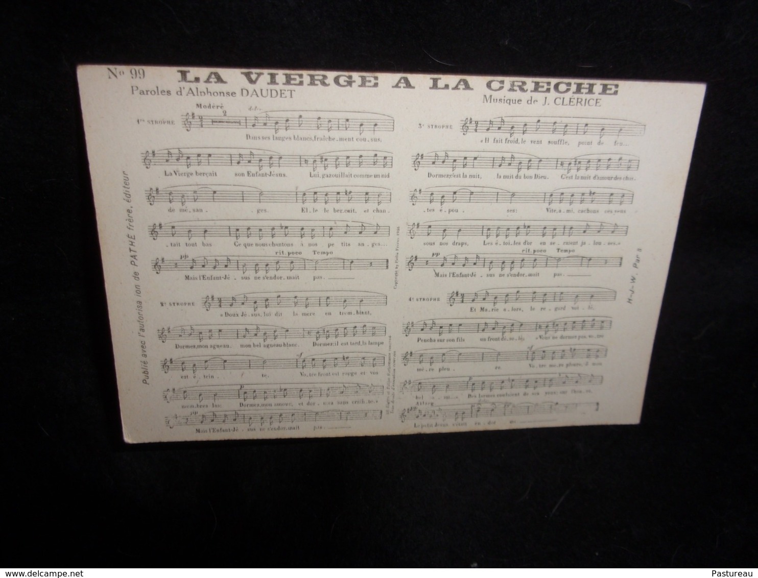 Carte Partition. " La Vierge à La Crèche" Musique De Clérice. Paroles De Daudet .Voir 2 Scans . - Musique Et Musiciens