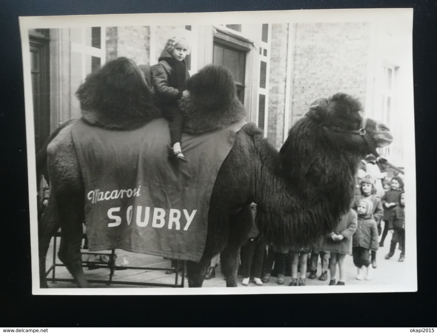 ENFANT SUR UN CHAMEAU DANS UNE COUR DE RÉCRÉATION ÉCOLE DE BELGIQUE  UNE  PHOTO ORIGINAL - Anonieme Personen