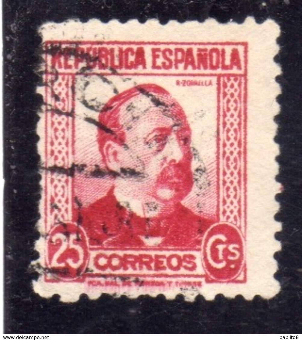 SPAIN ESPAÑA SPAGNA 1931 1934 MANUEL RUIZ ZORRILLA CENT. 25c USED USATO OBLITERE' - Usati