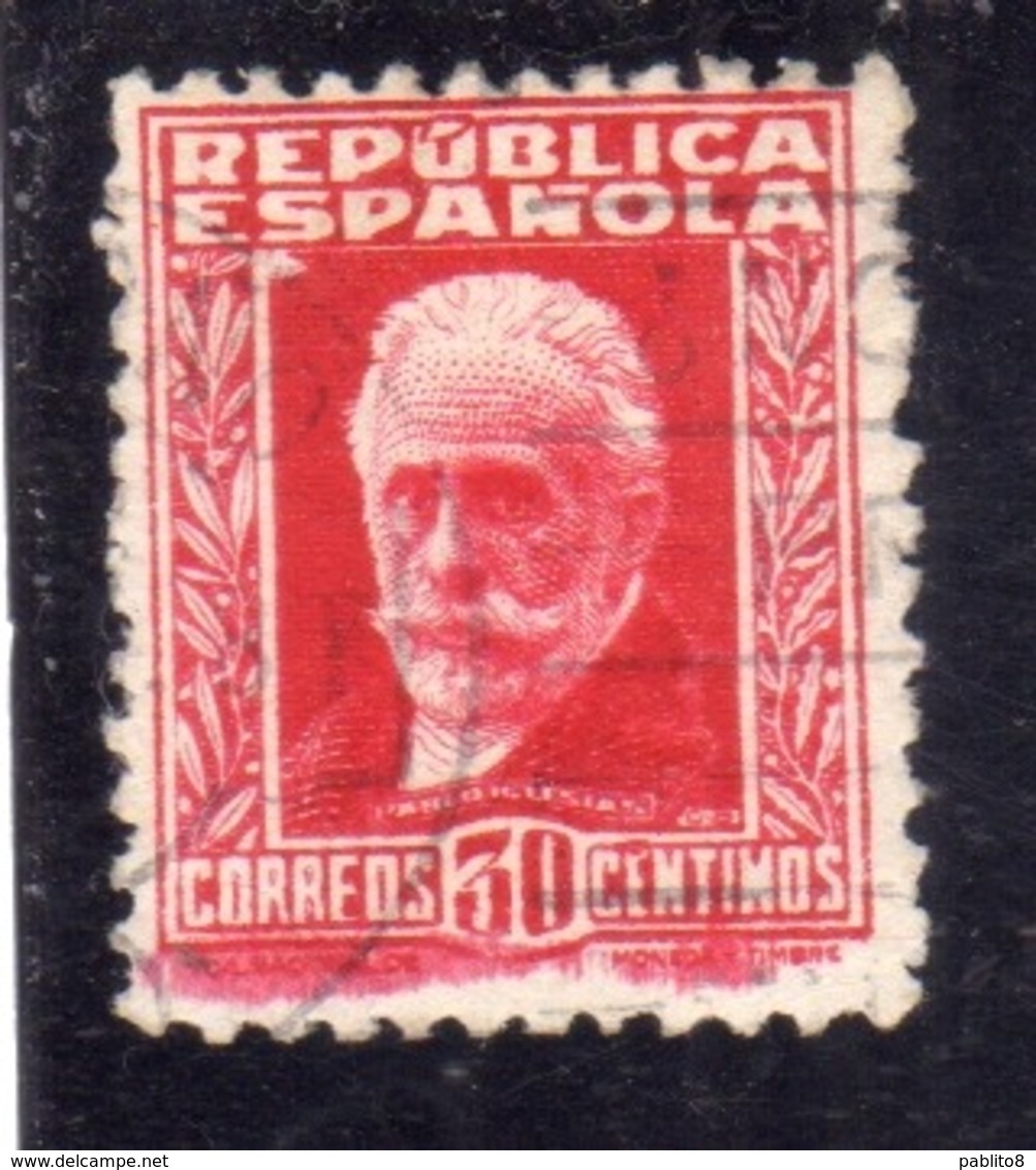 SPAIN ESPAÑA SPAGNA 1931 1932 PABLO IGLESIAS CENT. 30c USED USATO OBLITERE' - Oblitérés