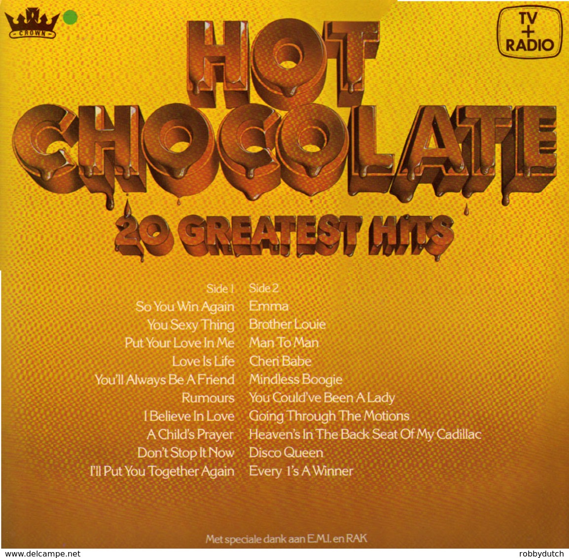 * LP *  HOT CHOCOLATE - 20 GREATEST HITS (Holland 1979) - Disco, Pop