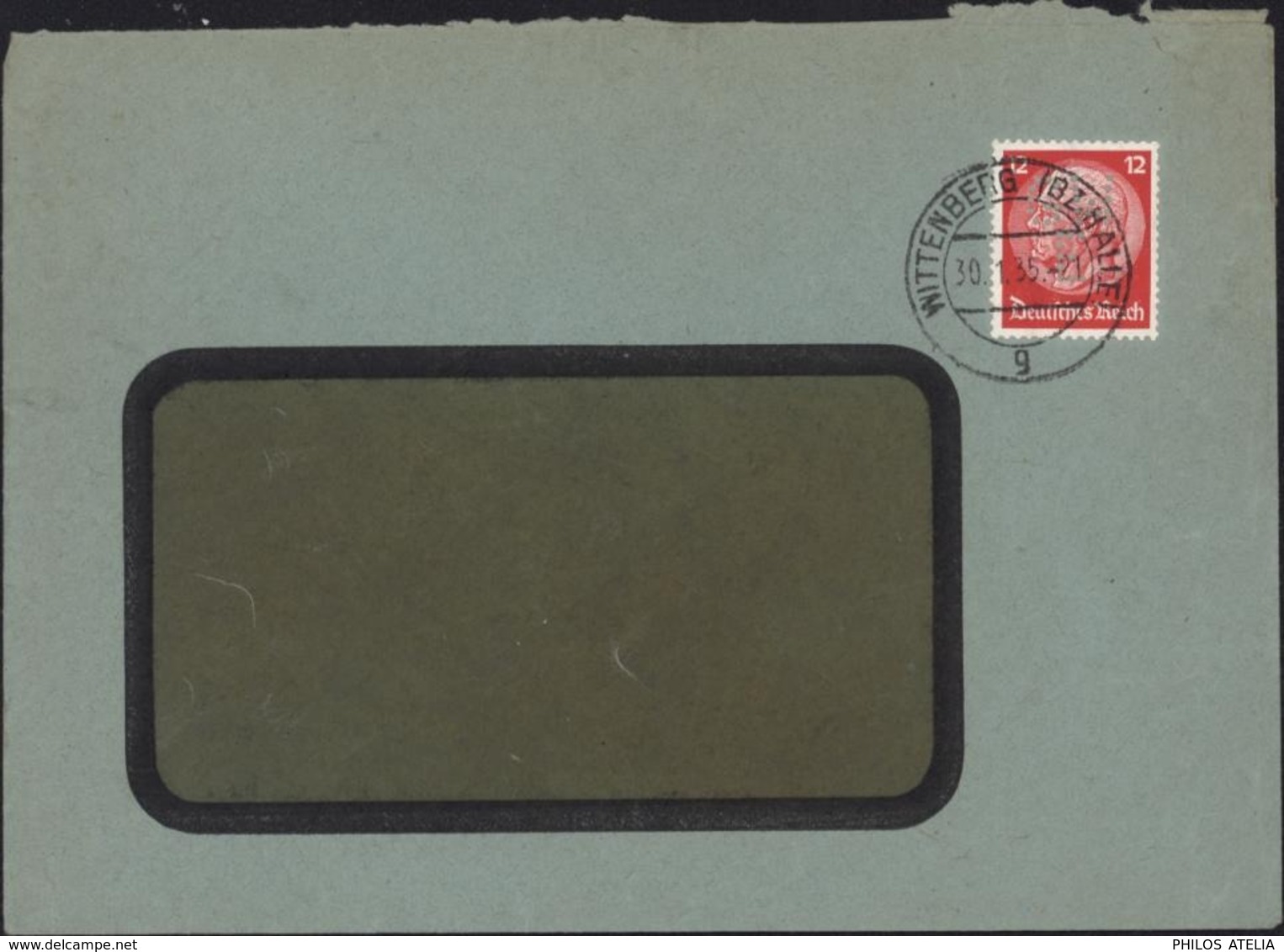 Hindenburg 12 PF Rouge Perforé Perfo GWIE Gummi Werke Elbe Dos Cachet Illustré CAD Wittenberg BZ Halle G  30 1 35 - Briefe U. Dokumente