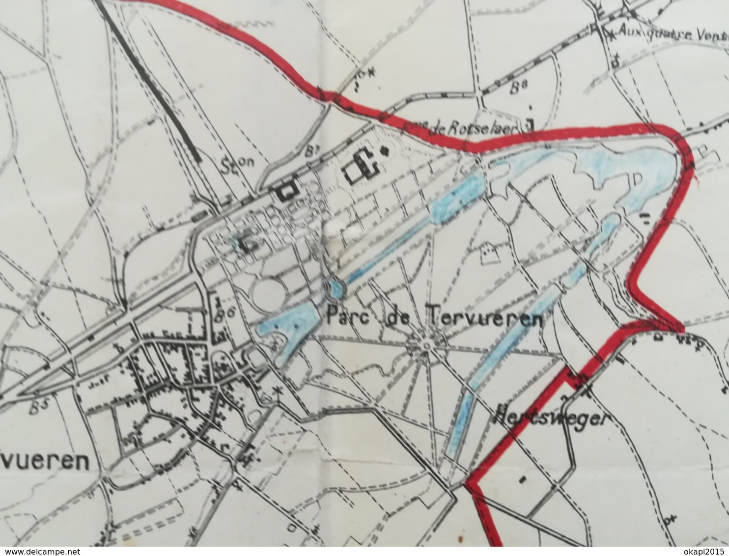 INDICATION PÉRIMÈTRE CYCLISTE SUIVANT ARRÊTÉ ALLEMAND DE 1916 PLAN ENVIRONS BRUXELLES BELGIQUE GUERRE 1914 - 1918