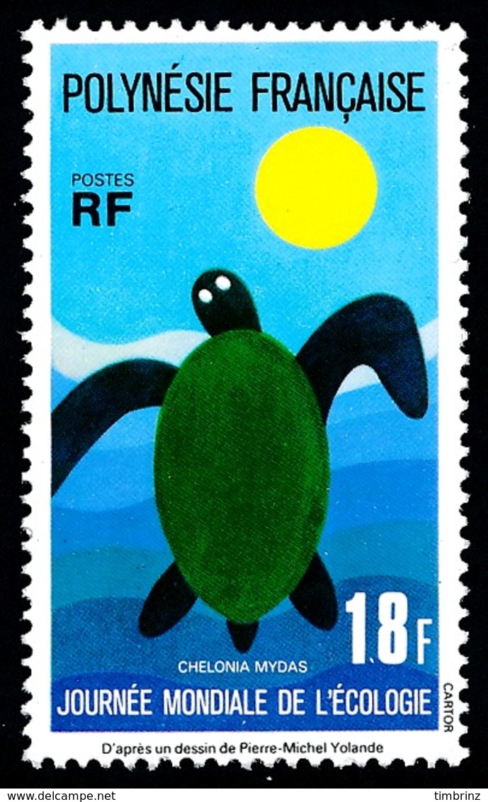 POLYNESIE 1976 - Yv. 108 **   Cote= 19,00 EUR - Ecologie: Tortue Marine  ..Réf.POL24342 - Unused Stamps