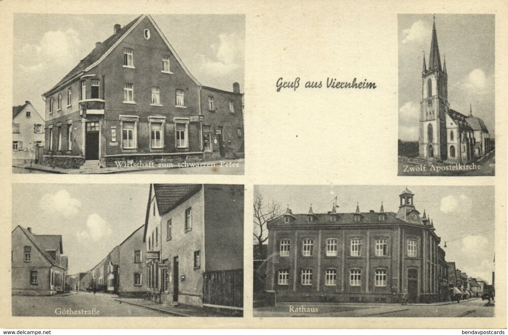 VIERNHEIM, Göthestraße, Wirtschaft Zum Schwarzen Peter, Rathaus (1930s) AK - Viernheim