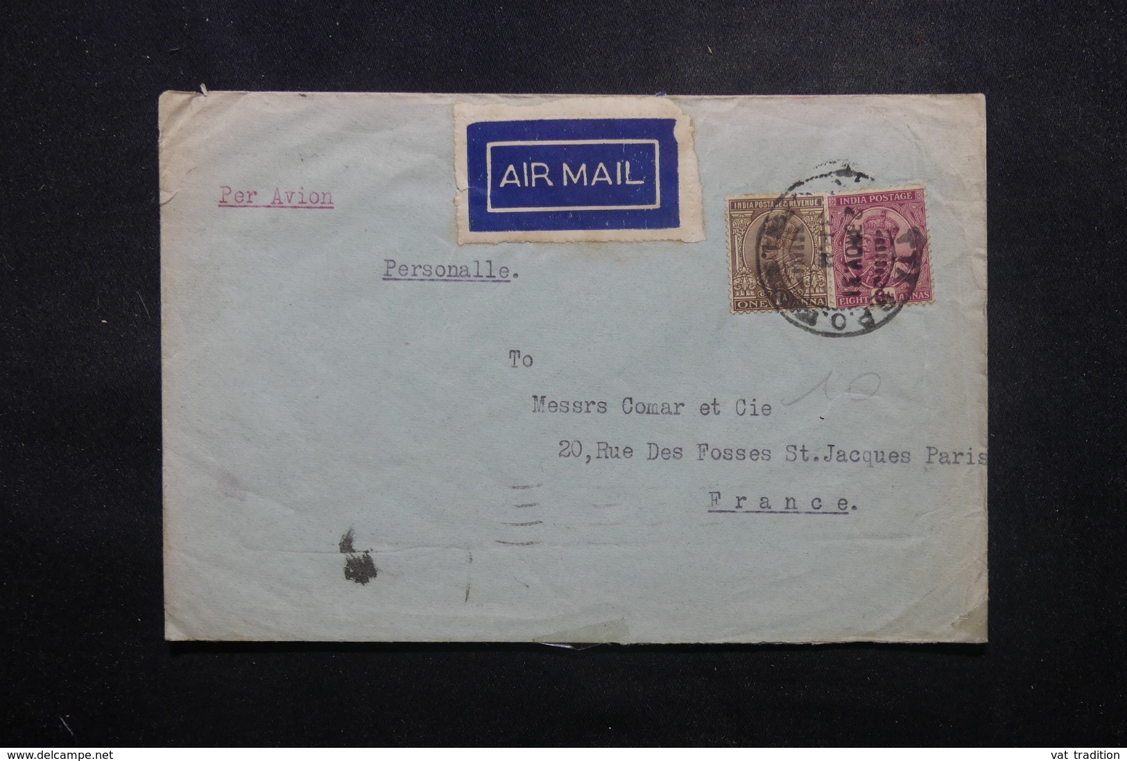 INDE - Enveloppe Commerciale De Calcutta Pour La France En 1931 , Affranchissement Plaisant - L 44223 - 1911-35 King George V