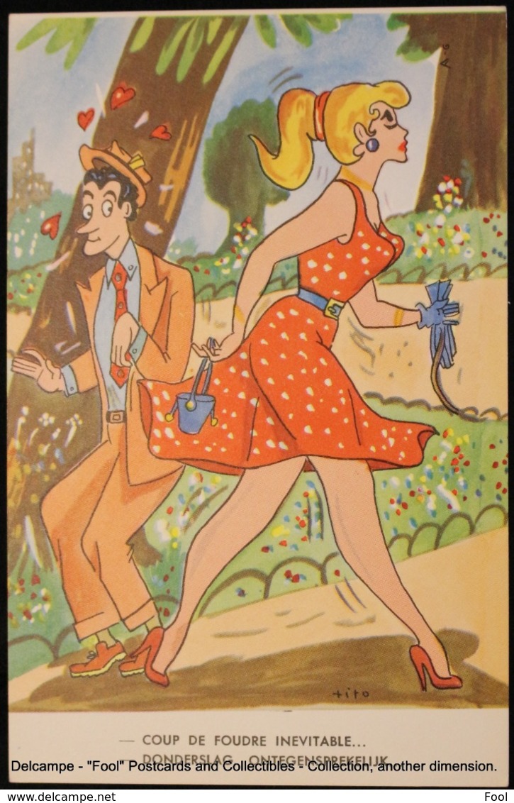 Illustration Illustrateur DITO, JITO Ou TITO ? Femme Marchant Dans Un Parc ; Woman Walking In A Park ; Pin-up - Autres & Non Classés